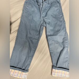 Tommy Hilfiger Toddler Blue and Plaid cuff Pants 3T